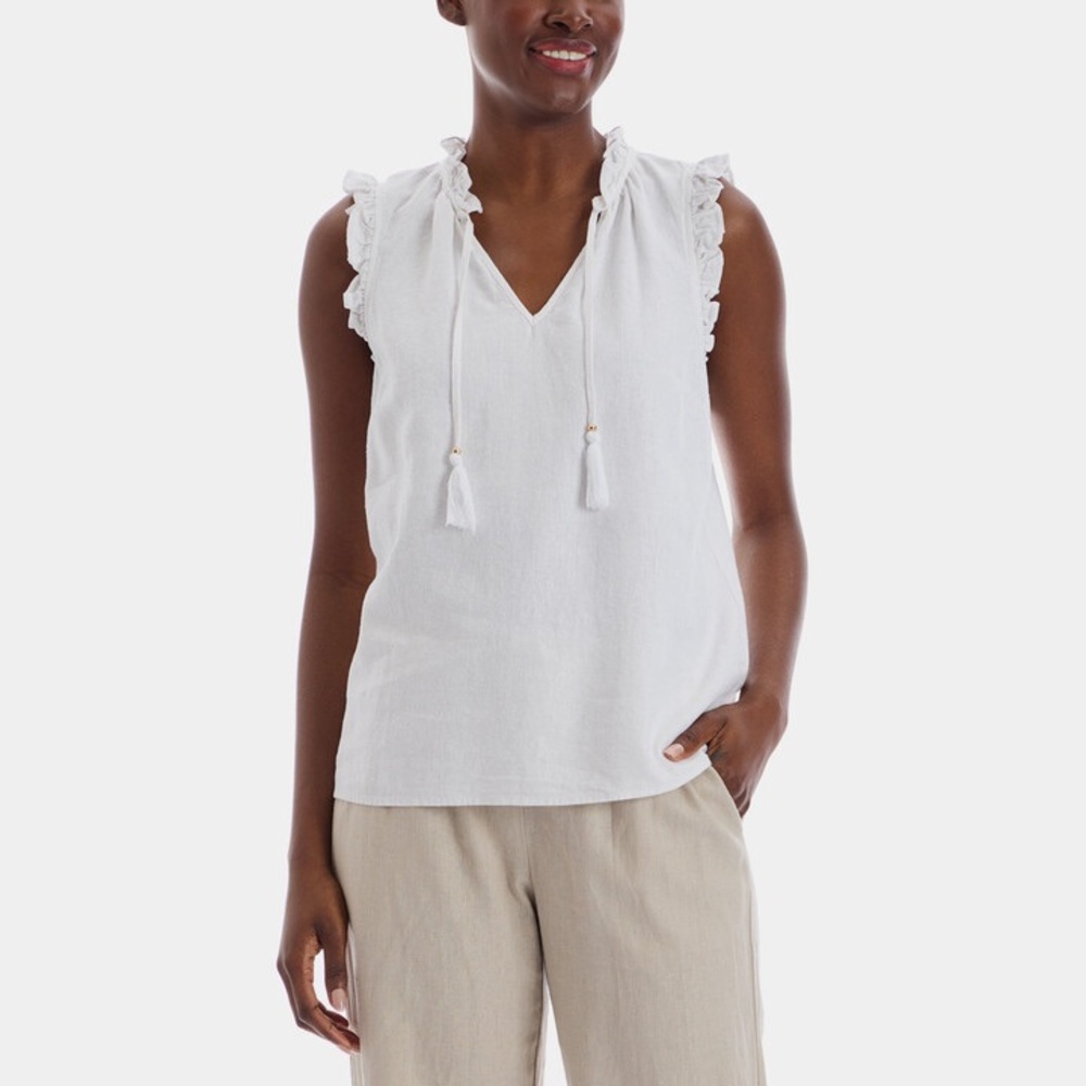 Ellen Tracy Sleeveless Blouse in White - Picture 6 of 6